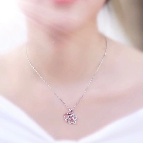 18k Diamond Paw and Heart Charm Necklace - Picture 5 of 8
